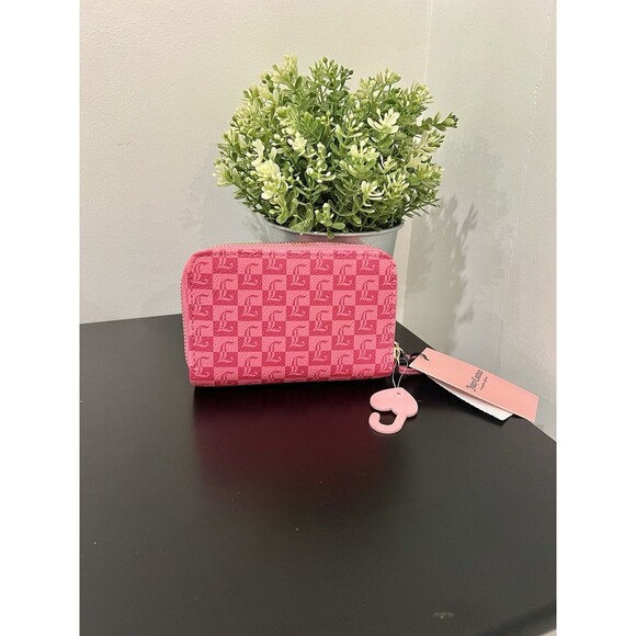 NWT Juicy Couture Miss Juicy Med Double Zip Around Wallet - Pink Lemonade Grid - Picture 9 of 11